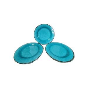 Tag Living Teal Bronze Trim Plates BPA Free Set Of 3 10.75"